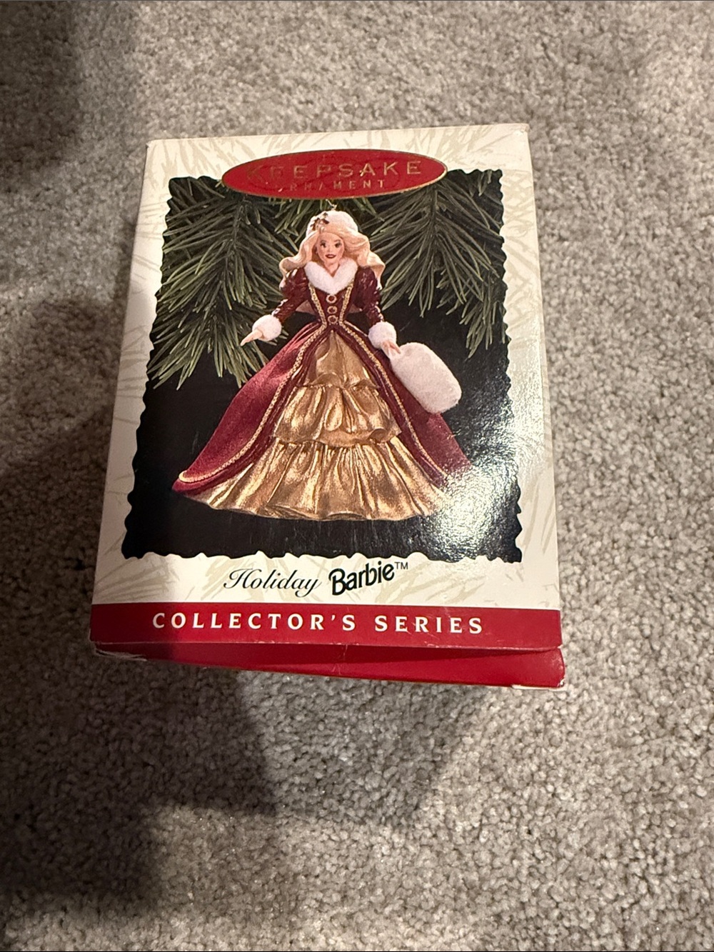 Barbie Burgundy and Gold Holiday ornament